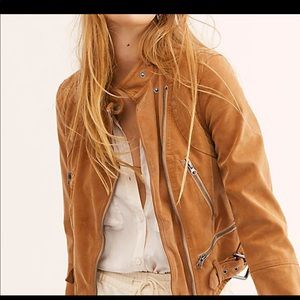 Free People Felix Vegan Moto Tan jacket